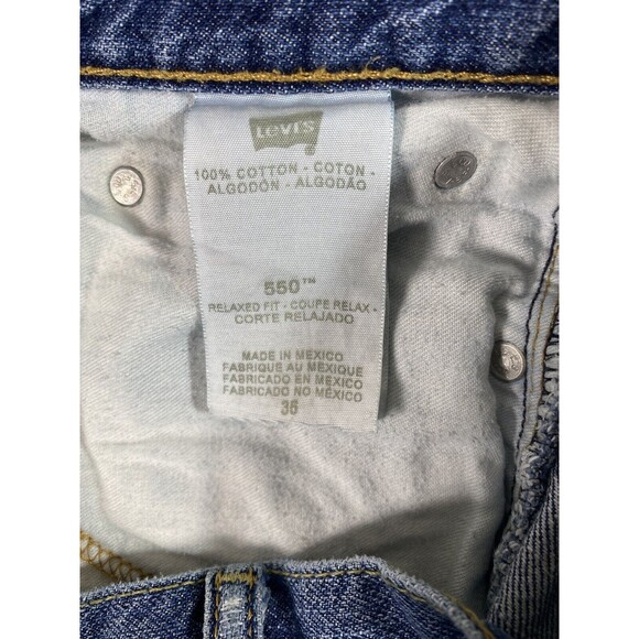 Levi 550 Jean Shorts Mens 34x9 Blue Relaxed Straight  Denim Jorts Tag 36 * - Picture 9 of 14